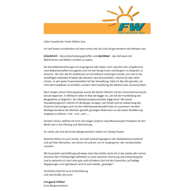 Mehr über den Artikel erfahren Rückblick 1. Jahr Amtszeit